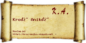 Kroó Anikó névjegykártya